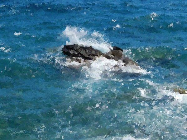 Choppy Shallows with Rock by Shadow and Form